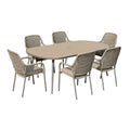 Eetset met Ovale Tafel en 6 Rieten Stoelen