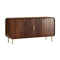 Title in Dutch: "Moderne Houten Dressoir met Goudkleurige Handvatten"